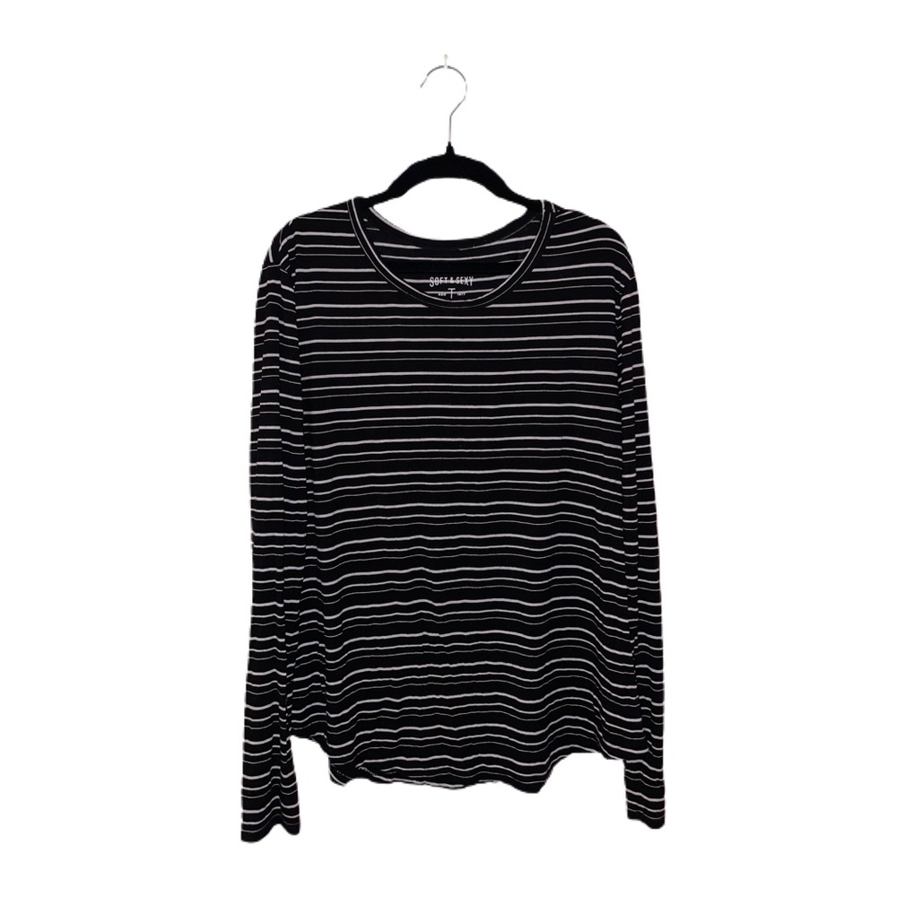 American Eagle Outfitters Black and White Striped Soft and Sexy Long Sleeve